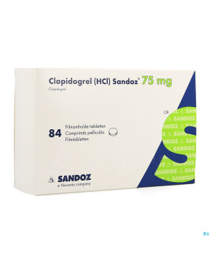 Clopidogrel hcl sandoz comp pell 84 x 75mg