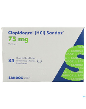 Clopidogrel hcl sandoz comp pell 84 x 75mg