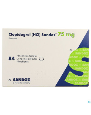 Clopidogrel hcl sandoz comp pell 84 x 75mg