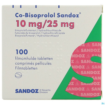 Co bisoprolol sandoz 10 mg/25 mg comp pell 100