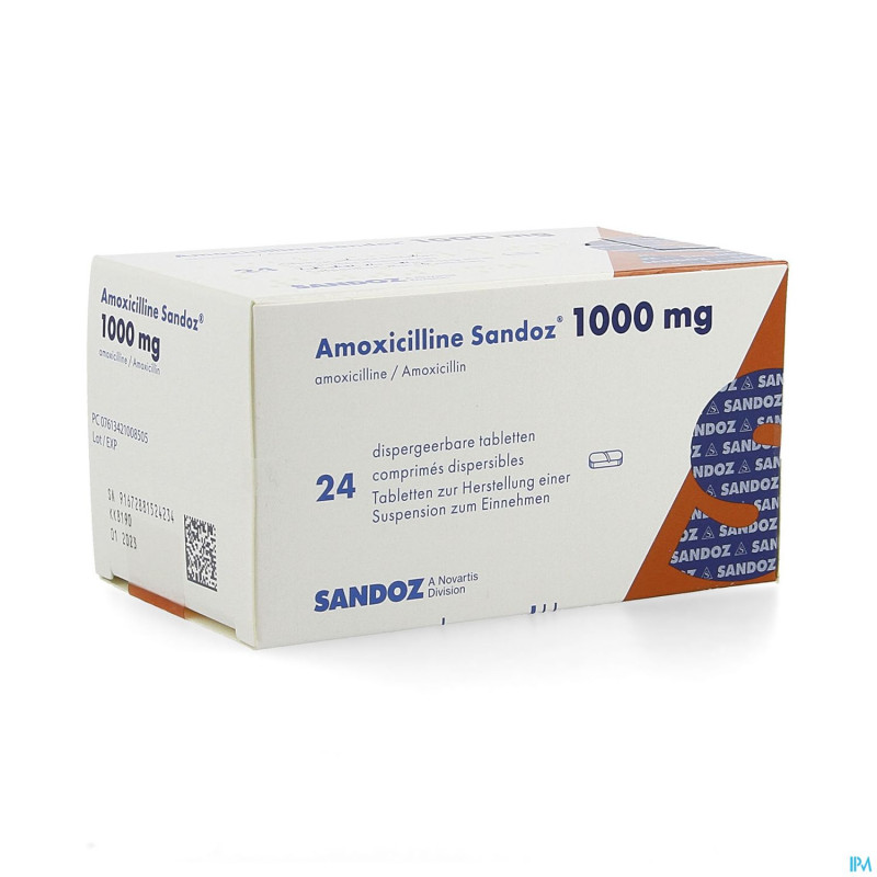 Amoxicilline sandoz 1000 mg tabl disp 24
