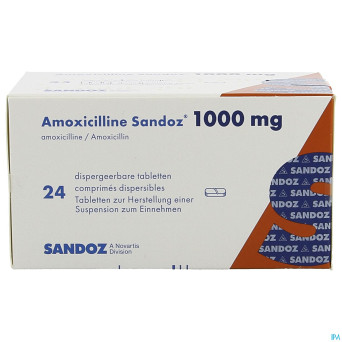 Amoxicilline sandoz 1000 mg tabl disp 24