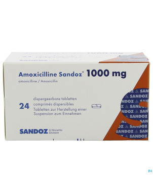 Amoxicilline sandoz 1000 mg tabl disp 24