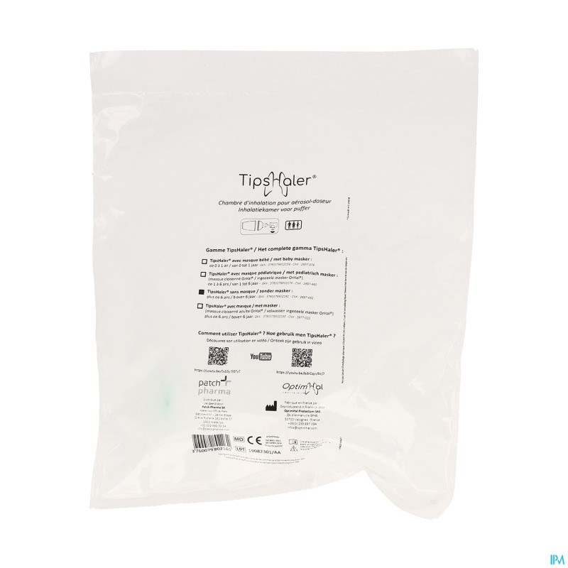 Tips-haler chambre inhalation s/masque +6ans
