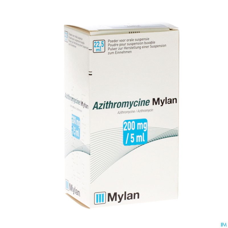 Azithromycine mylan 200 mg/5ml pulv susp or 22,5ml