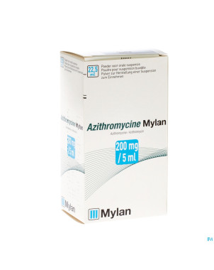 Azithromycine mylan 200 mg/5ml pulv susp or 22,5ml