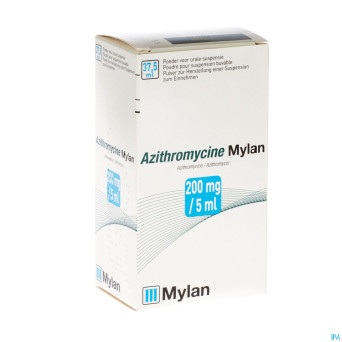 Azithromycine mylan 200 mg/5ml pulv susp or 37,5ml