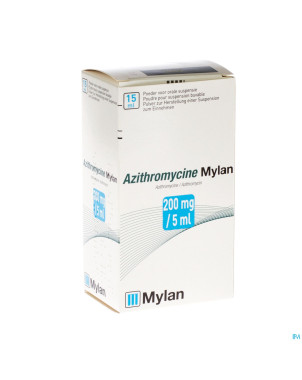 Azithromycine mylan 200 mg/5ml pulv susp or 15ml