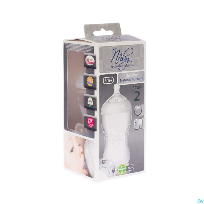 Nuby nt biberon propyl. 330ml+tetine med.3m+
