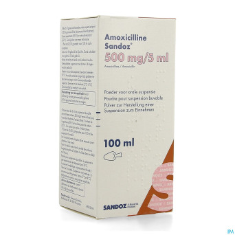 Amoxicilline sandoz 500mg/5ml pulv susp or 100ml