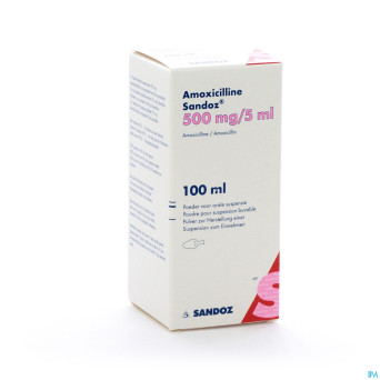 Amoxicilline sandoz 500mg/5ml pulv susp or 100ml