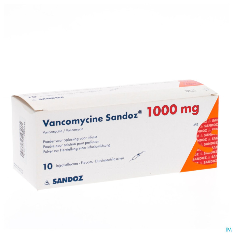 Vancomycine sandoz fl inj 10 x 1000 mg