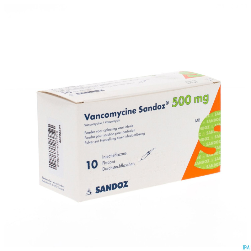 Vancomycine sandoz fl inj 10 x  500 mg
