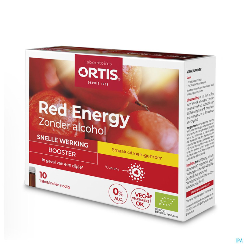 Ortis red energy citron gingembre bio s/alc10x15ml