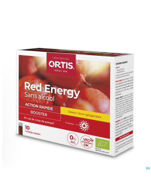 Ortis red energy citron gingembre bio s/alc10x15ml