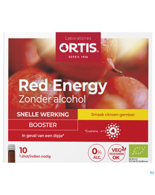 Ortis red energy citron gingembre bio s/alc10x15ml