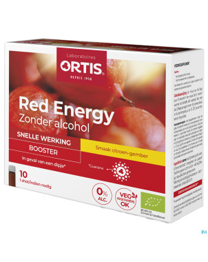 Ortis red energy citron gingembre bio s/alc10x15ml