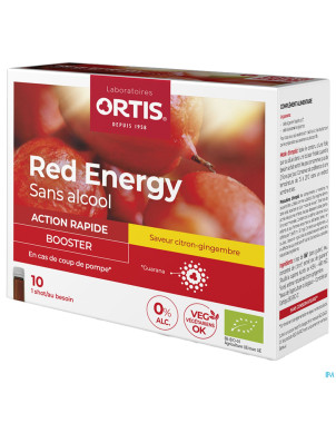 Ortis red energy citron gingembre bio s/alc10x15ml