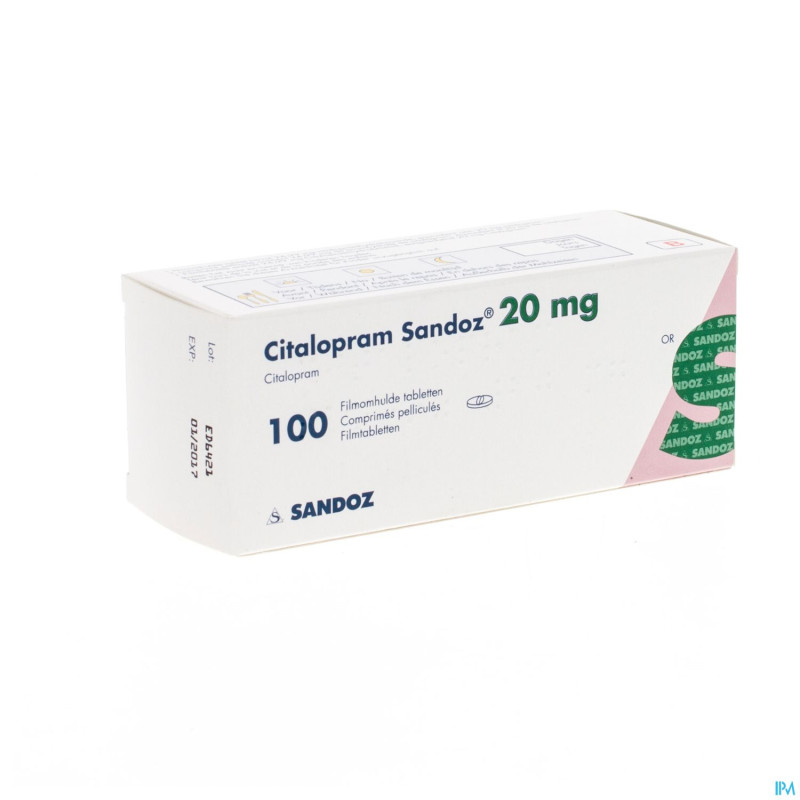 Citalopram pi pharma sandoz comp 100 x 20 mg pip