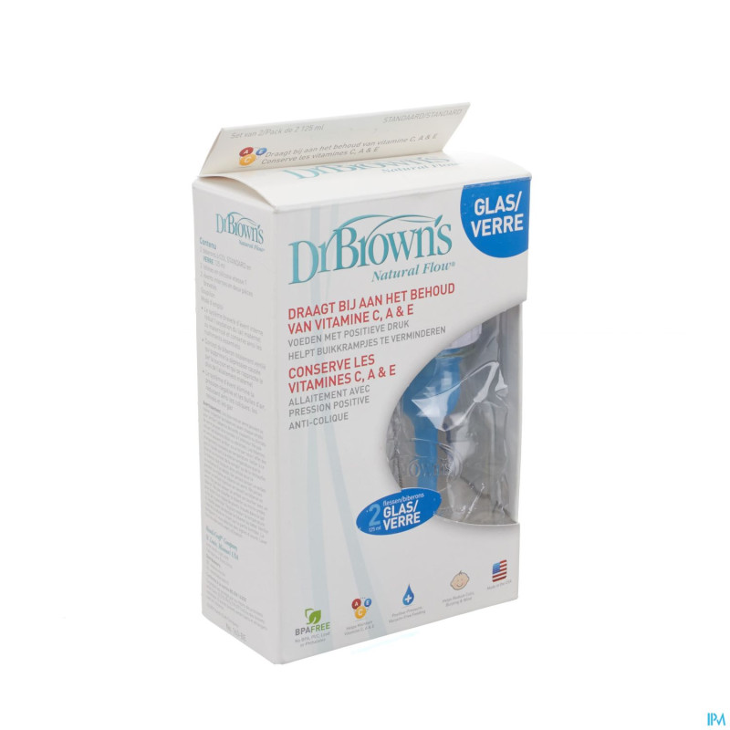 Dr brown biberon 2x120ml verre    escos