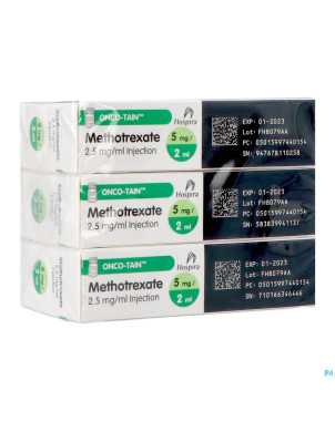 Ledertrexate 5 mg fl inj 12x  5mg/2 ml