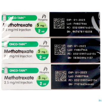 Ledertrexate 5 mg fl inj 12x  5mg/2 ml