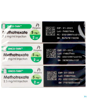 Ledertrexate 5 mg fl inj 12x  5mg/2 ml