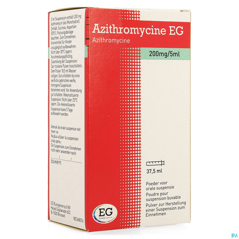 Azithromycine 200mg/5ml eg pulv susp buva 37,5 ml