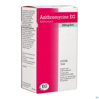 Azithromycine 200mg/5ml eg pulv susp buvable 15ml