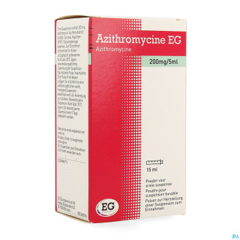 Azithromycine 200mg/5ml eg pulv susp buvable 15ml
