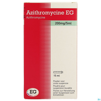 Azithromycine 200mg/5ml eg pulv susp buvable 15ml