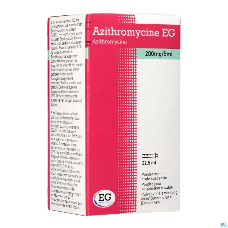 Azithromycine 200mg/5ml eg pulv susp buva 22,5 ml
