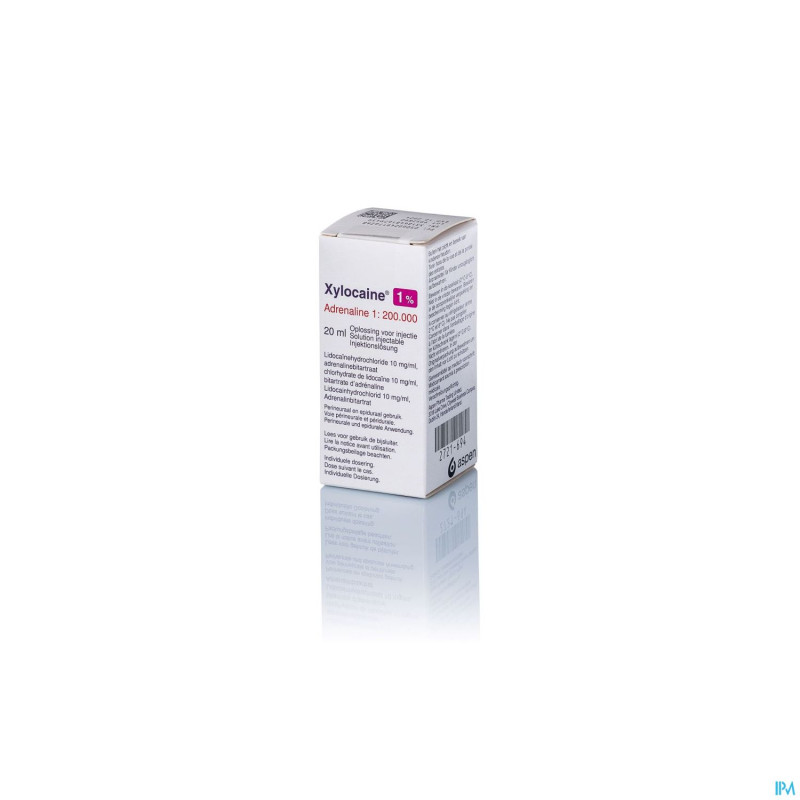 Xylocaine 1% adrenaline 1:200 000 sol inj 20 ml
