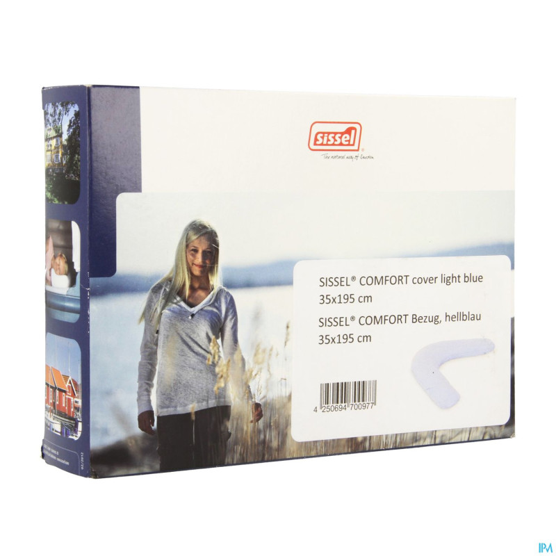 Sissel housse bleue coton pour coussin comfort