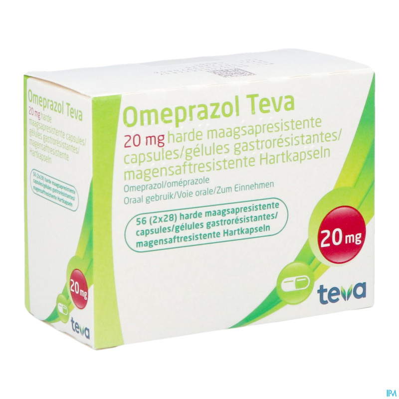 Omeprazol teva 20mg caps gastro resist pilulier 56