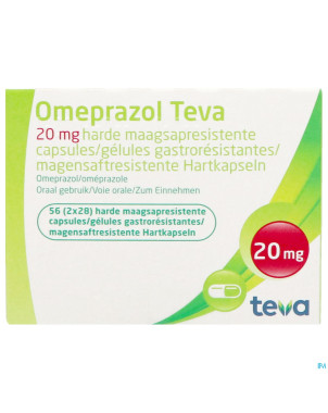Omeprazol teva 20mg caps gastro resist pilulier 56