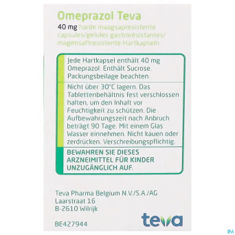 Omeprazol teva 40mg caps gastro resist pilulier 28
