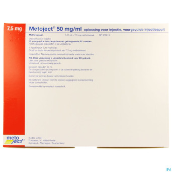 Metoject 50mg/ml sol inj ser pre  7,5mg/0,15ml 12