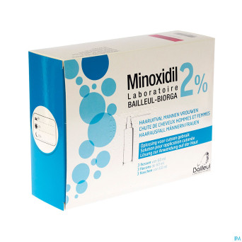 Minoxidil biorga 2% sol cutanee coffret  fl 3x60ml