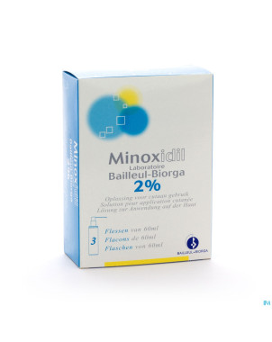 Minoxidil biorga 2% sol cutanee coffret  fl 3x60ml