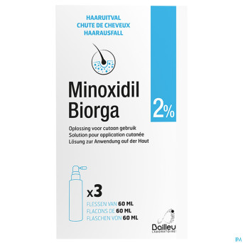 Minoxidil biorga 2% sol cutanee coffret  fl 3x60ml