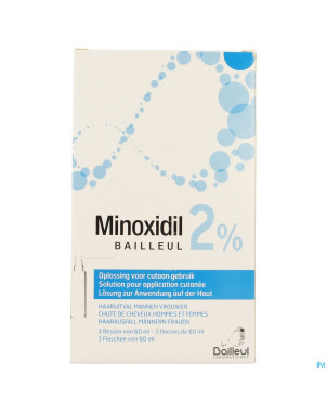 Minoxidil biorga 2% sol cutanee coffret  fl 3x60ml