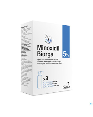 Minoxidil biorga 5% sol cutanee coffret  fl 3x60ml