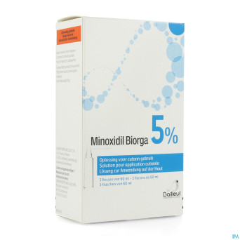 Minoxidil biorga 5% sol cutanee coffret  fl 3x60ml