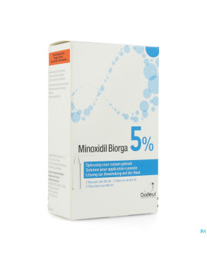 Minoxidil biorga 5% sol cutanee coffret  fl 3x60ml