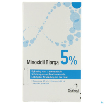 Minoxidil biorga 5% sol cutanee coffret  fl 3x60ml