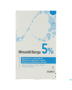 Minoxidil biorga 5% sol cutanee coffret  fl 3x60ml