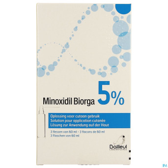 Minoxidil biorga 5% sol cutanee coffret  fl 3x60ml