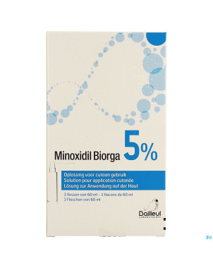 Minoxidil biorga 5% sol cutanee coffret  fl 3x60ml