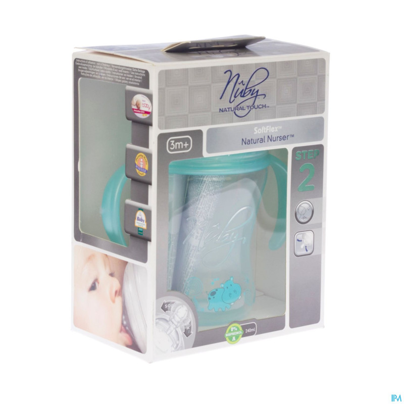Nuby biber polyprop. 240ml + anses medium flow